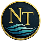 North & Tide roundel — NT monogram over stylised tide lines